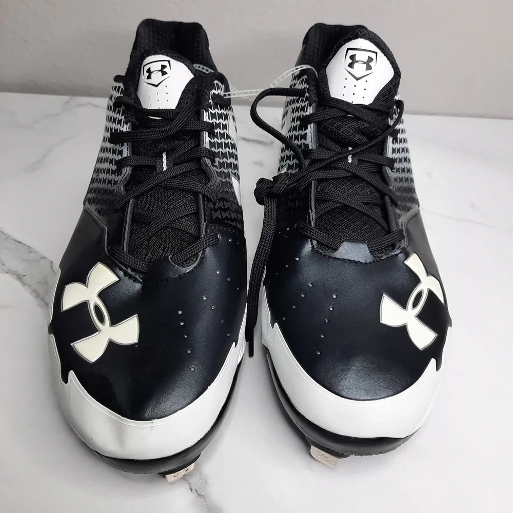 Under Armour Authentic MLB Mens Sz 15 Heater Charged Baseball Cleats Black White
